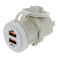 Quick Charge QC3.0 Dual USB Socket - White